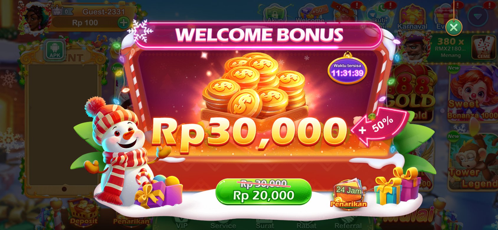 Bonus selamat datang K3K3 Apk 4 J 1767 C dengan diskon spesial untuk pengguna baru.